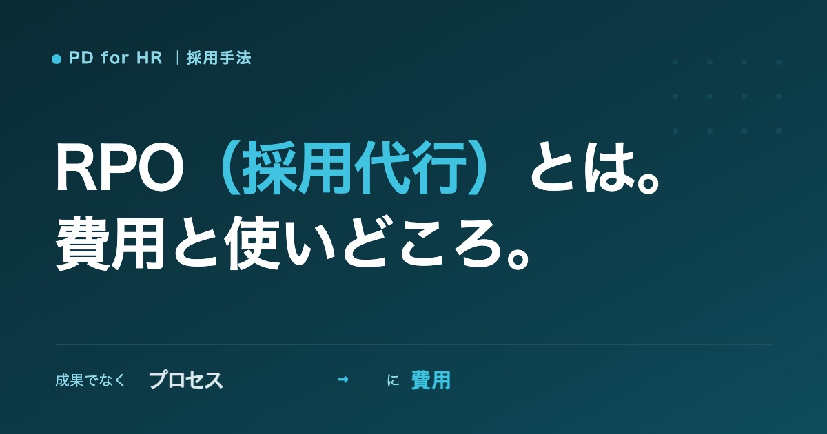 RPO(採用代行)とは|費用と使いどころのイメージ