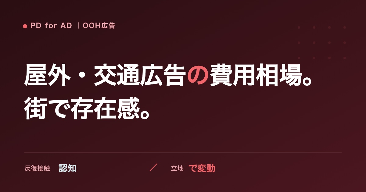 屋外広告・交通広告(OOH)の費用相場のイメージ