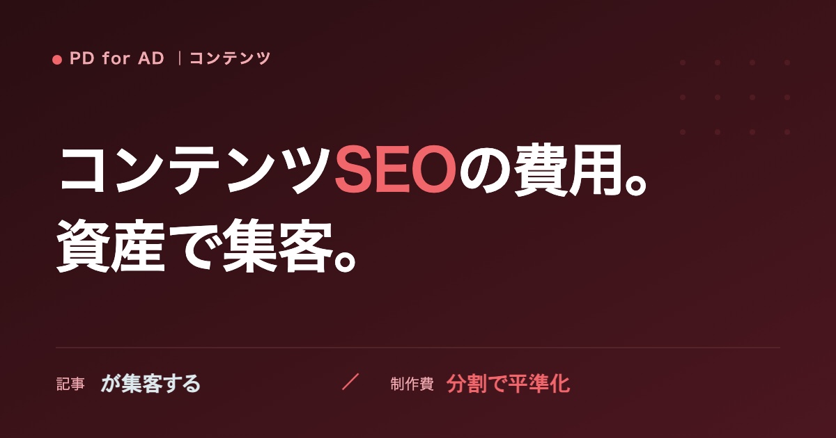 コンテンツSEO(記事制作)の費用のイメージ