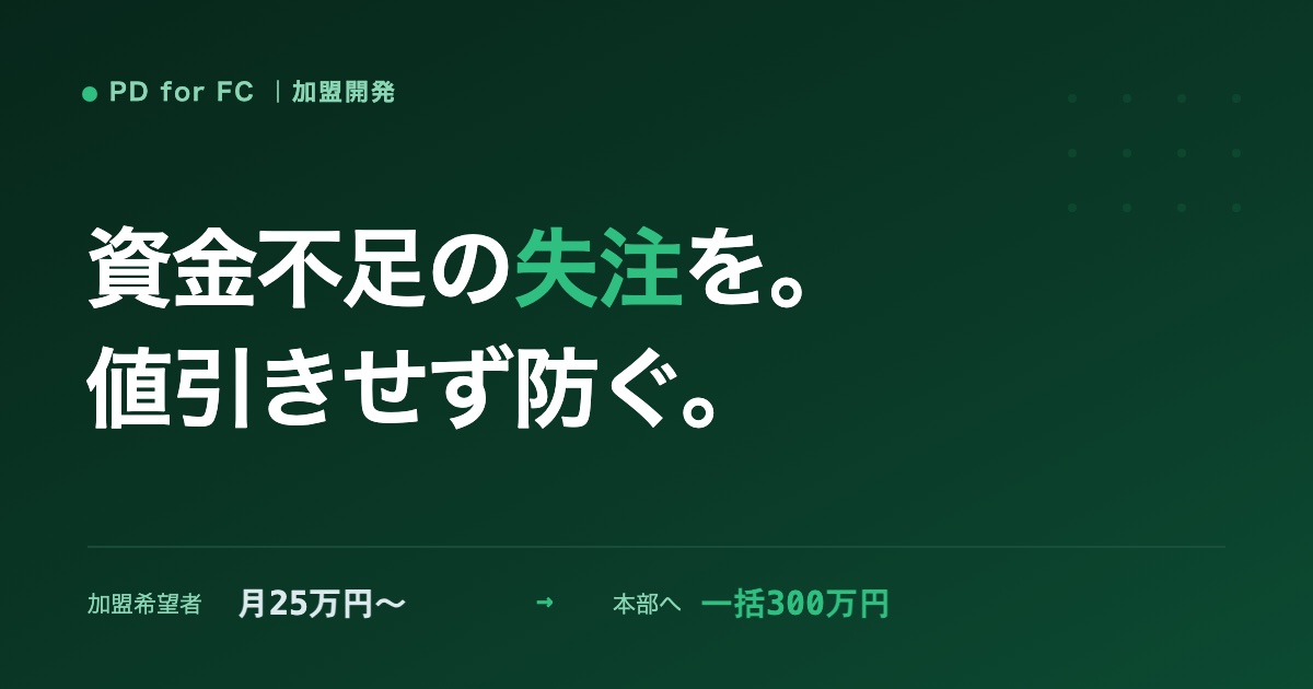 加盟希望者の資金不足による失注を防ぐイメージ