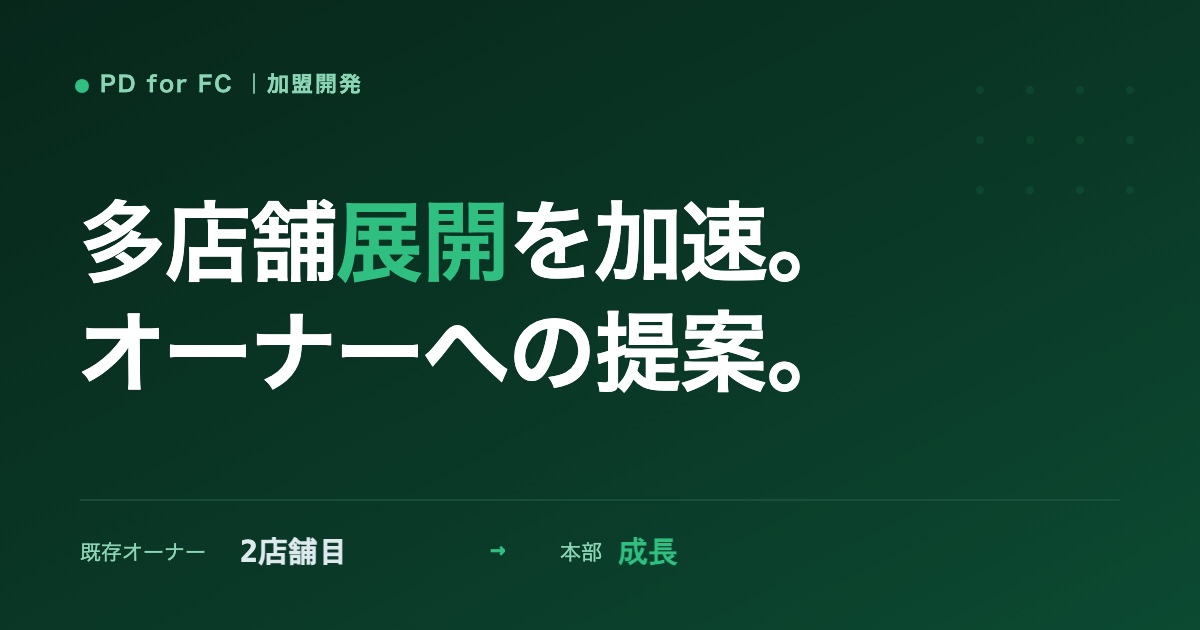 多店舗展開を加速するオーナーへの提案のイメージ
